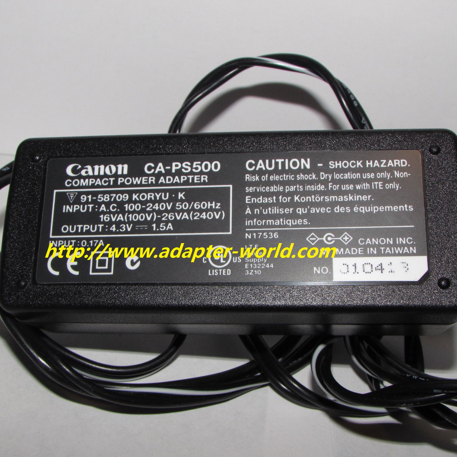 *100% Brand NEW* Canon CA-PS500 4.3V 1.5A A S105048 Compact AC Power Adapter Power Supply Free Shipping! - Click Image to Close